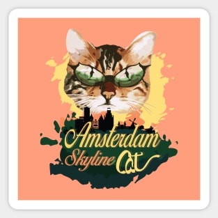 Amsterdam skyline cat (colors) Sticker